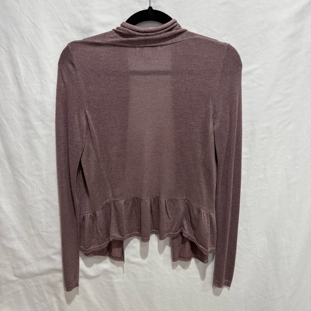 Banana Republic Metallic Ruffle Hem Open Cardigan Small Festive Office Wedding - Picture 9 of 14